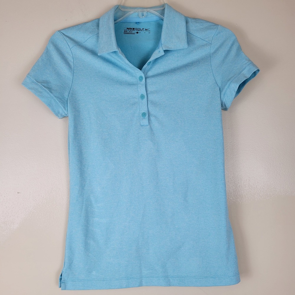 Nike Golf Womens Dri-FIT Short Sleeve Polo Shirt Light Blue Heathered Small